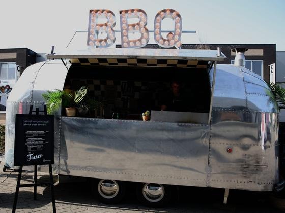 BBQ Airstream with marquee letters